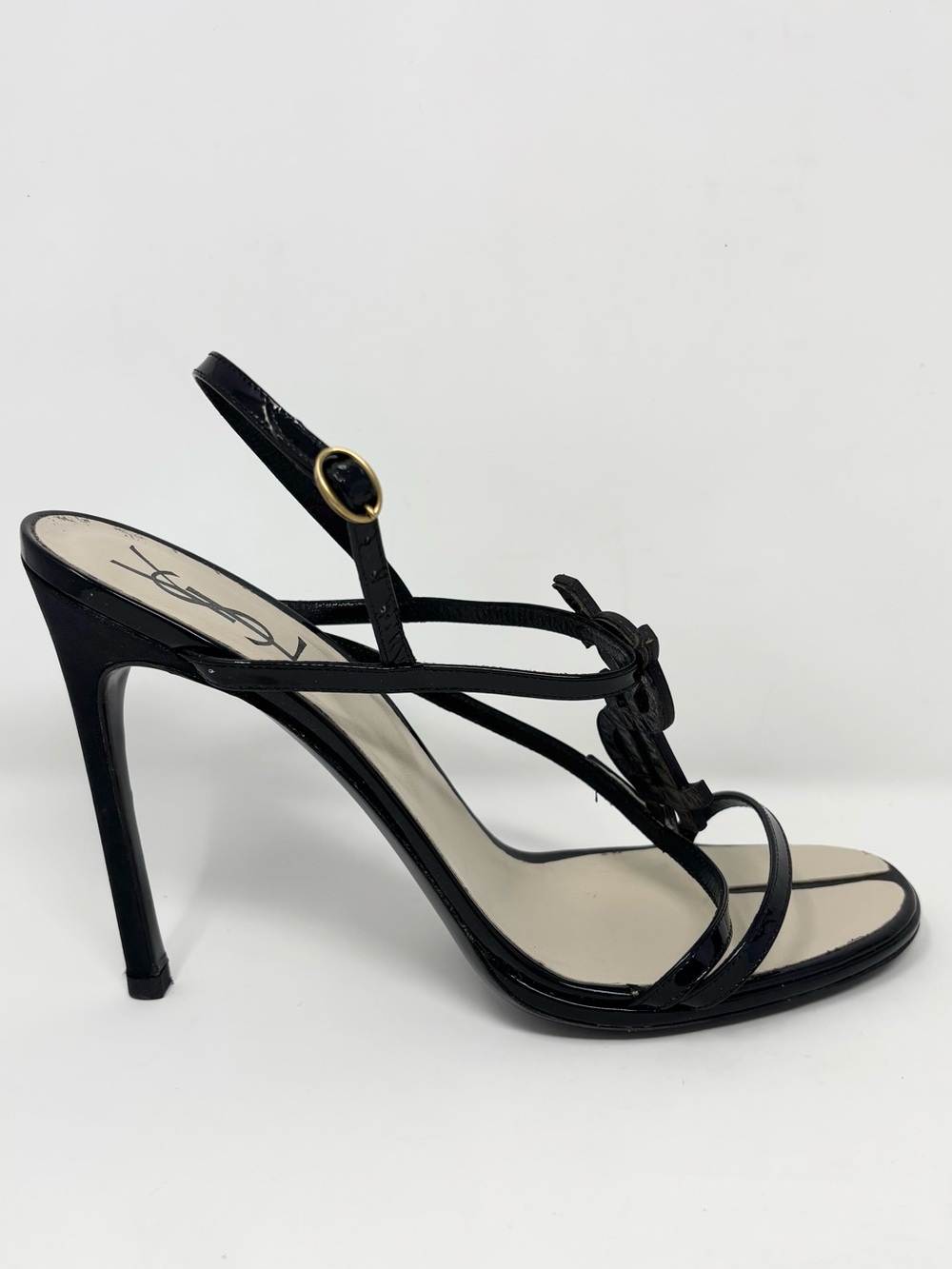 YSL Yves Saint Laurent Hero 105 Patent Logo Heels Sandals Size 40 10 SS 2008 - Picture 7 of 16